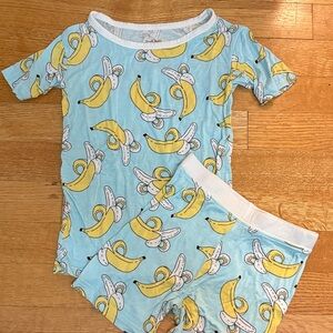 Little Sleepies Banana Print Kids Pajama Set - Blue and Yellow